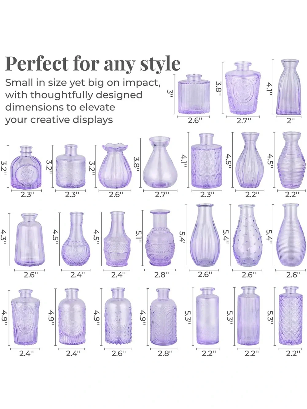 24-Piece Purple Glass Bud Vase Set - Home Accents